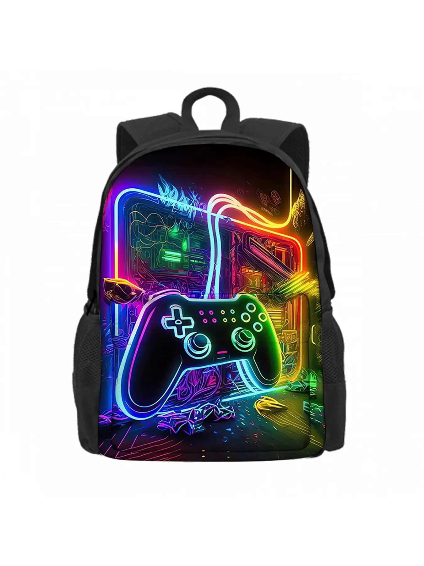 Gamepad pattern printed with front bag backpack