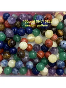 100Pcs Natural Stone Beads 8mm Mixed Color Loose Round Beads for Jewelry Making DIY Necklace Bracelet Earrings Crafts Supplies Diy Beading