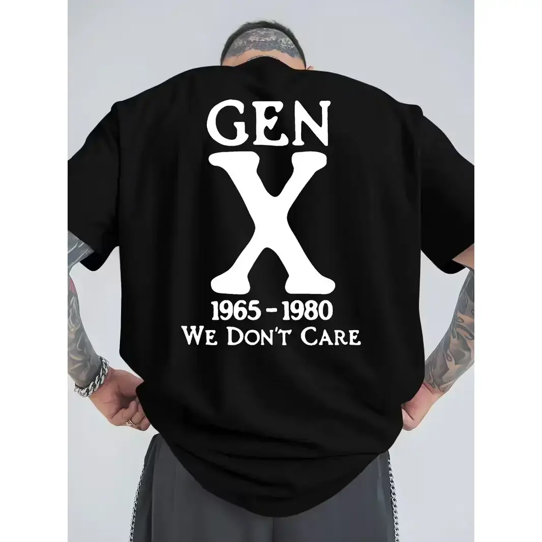 Trendy Summer Outdoor Sports T-Shirt, Suitable for Gen X, Casual Plus Size, Men's Fashion Print, Loose Fit, Versatile Crew Neck Design