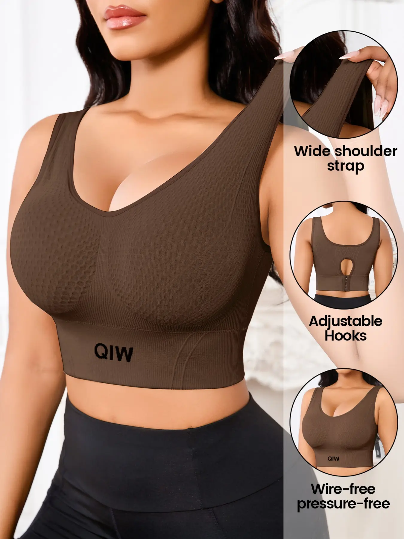 Women's Soft Comfortable Sports Bra, Sporty Bra, Lightweight Wire-Free Daily Lingerie, Medium Support Plunge Bra, Workout Bralette, All Season Wear