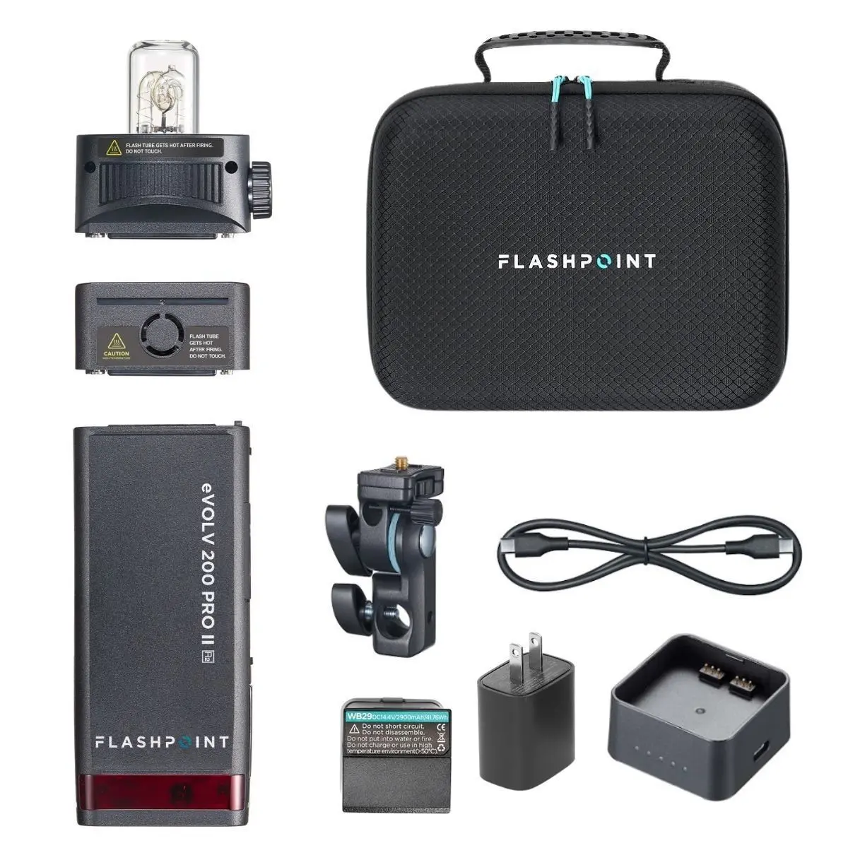 Flashpoint eVOLV 200 Pro II R2 TTL Wireless Pocket Flash Camera Accessory with Port & Umbrella Compatibility (Alternative to Godox AD200Pro II)