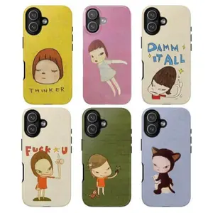 Yoshitomo Nara Art Dual Layer Glossy Casing for iPhone 17 ProMax/16/15/14/13/12/11 Plus, Samsung Smartphone/Cellphone/Handheld Devices, Unisex Fan Gift Phone Accessory