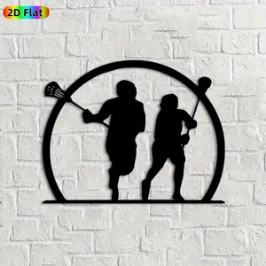 1pc Lacrosse Player Metal Wall Art,Lacrosse Player Statue Mural, Ideal Gift for New Year, Christmas, Lacrosse Sports Enthusiasts, Rust-Resistant Metal Wall Decor Wall Sculptures, Perfect for Game Room Wall & Backyard Fence, Dynamic Sports Decor