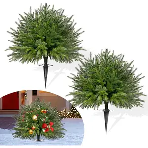 Artificial Christmas Tree for Outdoor Front Porch Decor, Real Touch Christmas Topiary, Realistic Potted Fake Faux Tree Plants for Indoor Garden Holiday Winter Decoration (23.6" Norfolk Topiary)