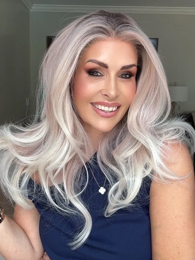 IMstyle Elia Ombre Muted Blush Pink  Creamy Platium Blonde Layer cut Natural Wavy Low Density Glueless 13*4 Free Parting Lace Front Synthetic Wig for Daily Wear