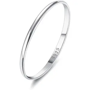 S925 Sterling Silver Rings for Women Men High Polished Sterling Silver Band Thumb Stackable Ring Comfort Fit 1mm 2mm 4mm