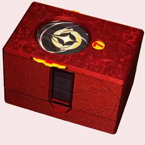 Ruby Lorcana Deck Box with Lore Counter Token Tray & Card Storage Holds 60 Double Sleeved Cards Super Strong Magnets