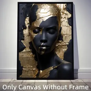 African Woman Pattern Abstract Face Design Canvas Painting without Frame, 1 Count Modern Wall Art Painting, Wall Decor for Home Living Room Bedroom Office, Ornaments