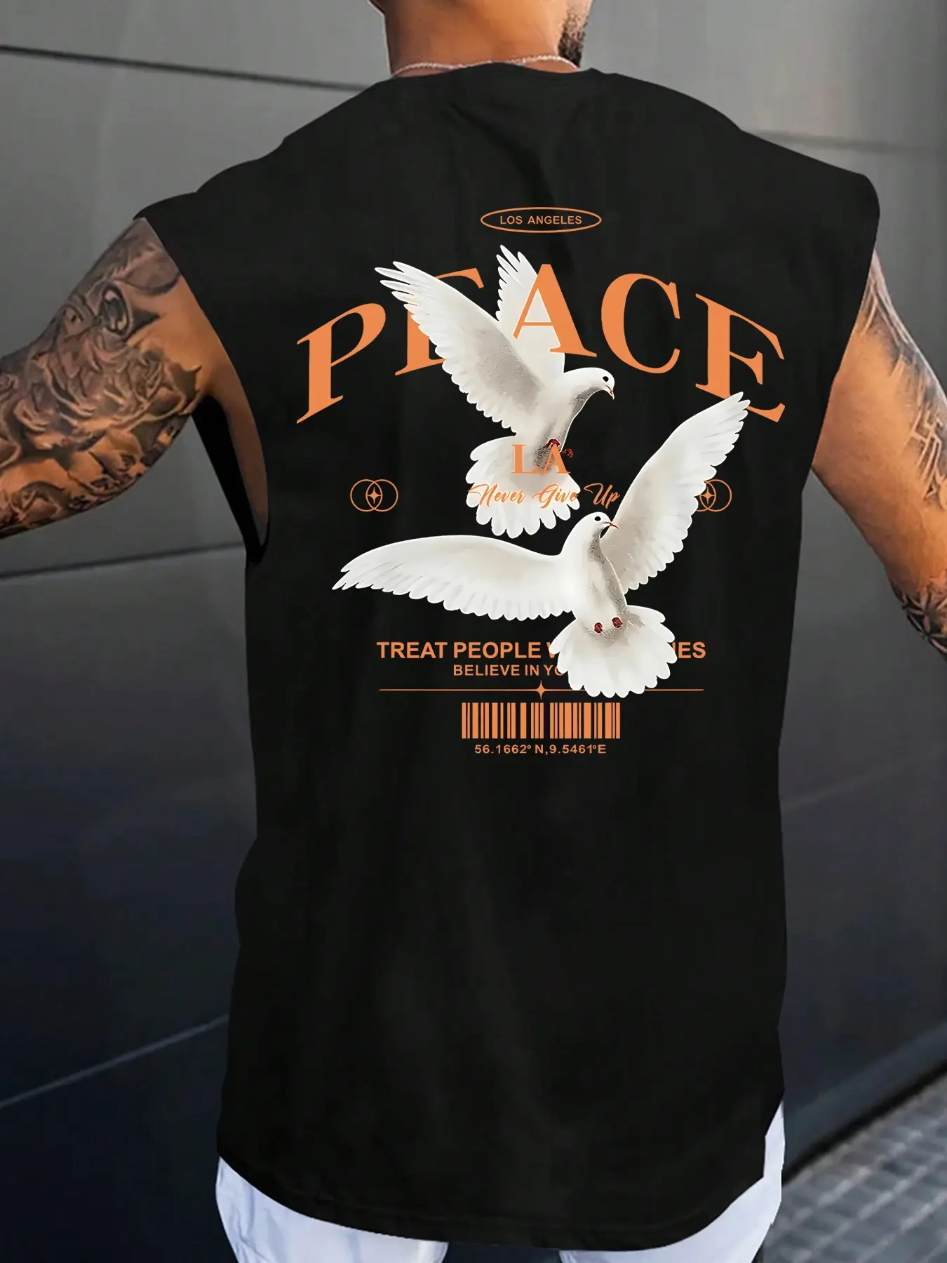 Men's Sleeveless Graphic Tee, Casual Peace Pigeon Print Vest, Summer Vacation Daily Wear, Comfortable Layering Option, Tops