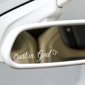 3X Trust in God Rearview Mirror Decals, Automotive Vinyl Rear View Mirror Decorative Stickers,  Trust in God Stickers for   Laptop (White)