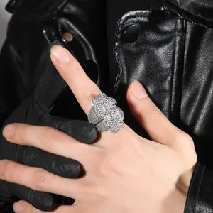 Dollar symbol full diamond ring, niche design men's ring jewelry