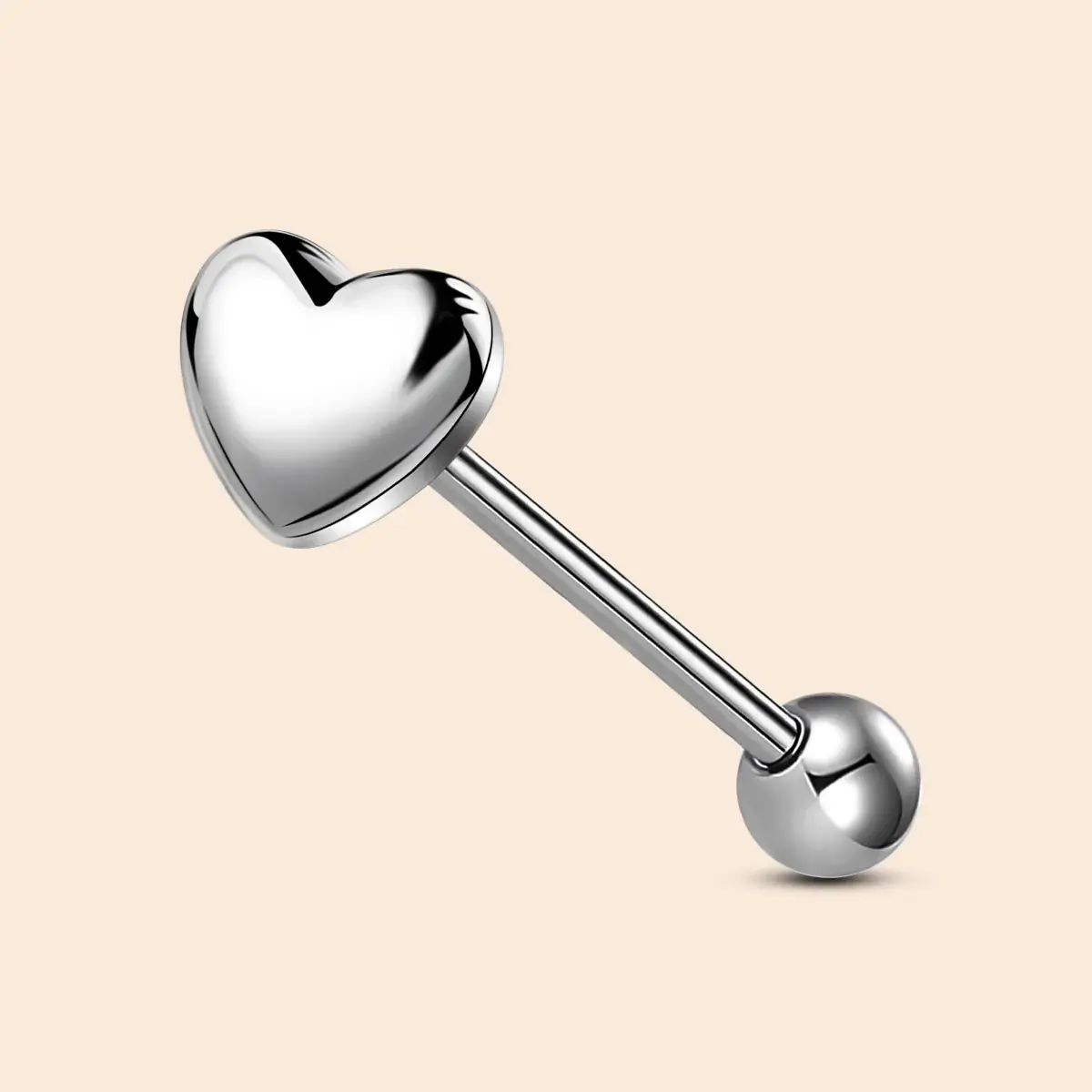 OUFER 14G Titanium Heart Internally Threaded Tongue Ring OUFER 14G Titanium Heart Internally Threaded Tongue Ring