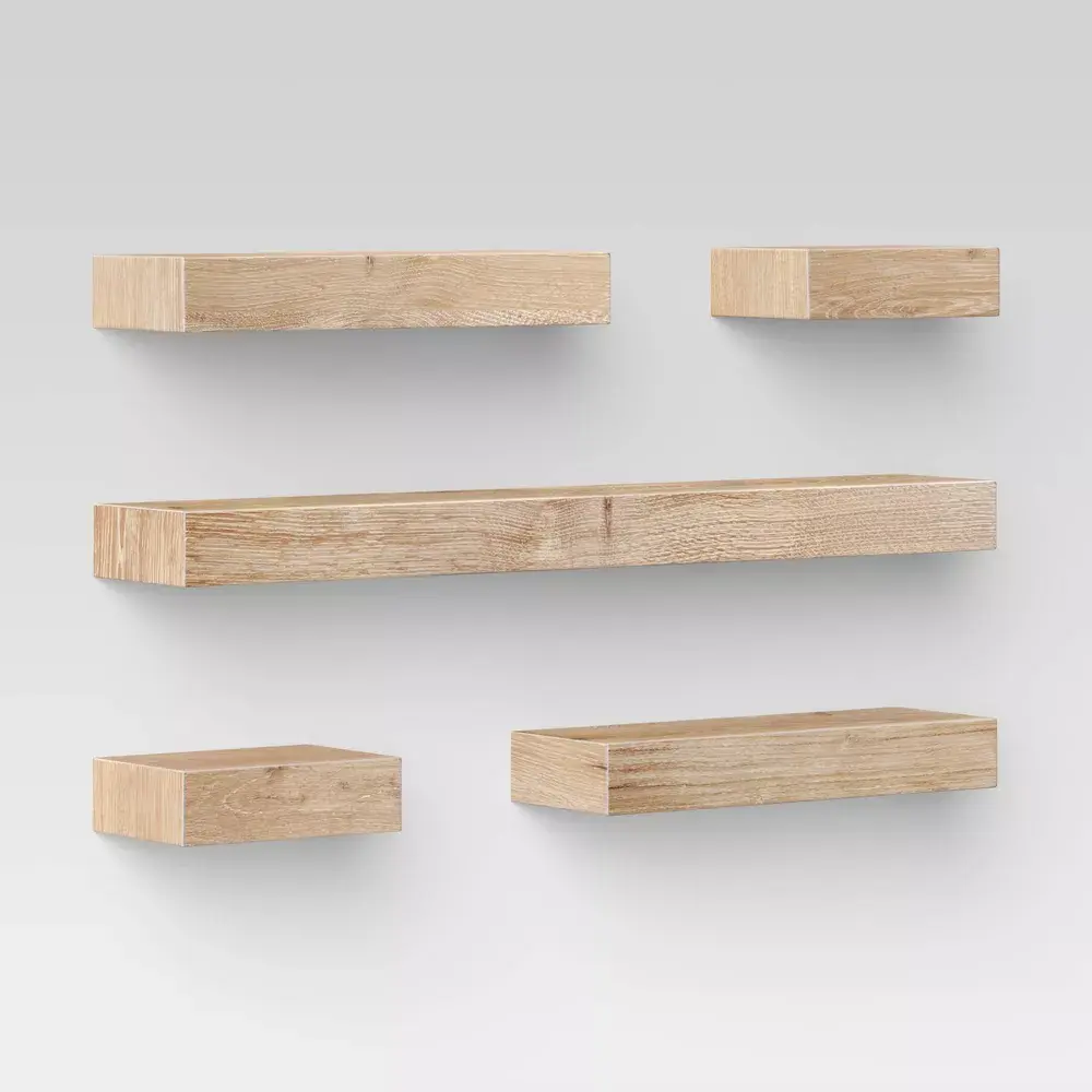 Threshold Modern 5 Shelves Wall Mounted Shelf Modular 5PC Storage Natural Threshold Modern 5 Shelves Wall Mounted Shelf Modular 5PC Storage Natural
