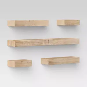 Threshold Modern 5-Shelf Wall-Mounted Modular Storage Shelf Set, MDF Hanging Decor with Frames