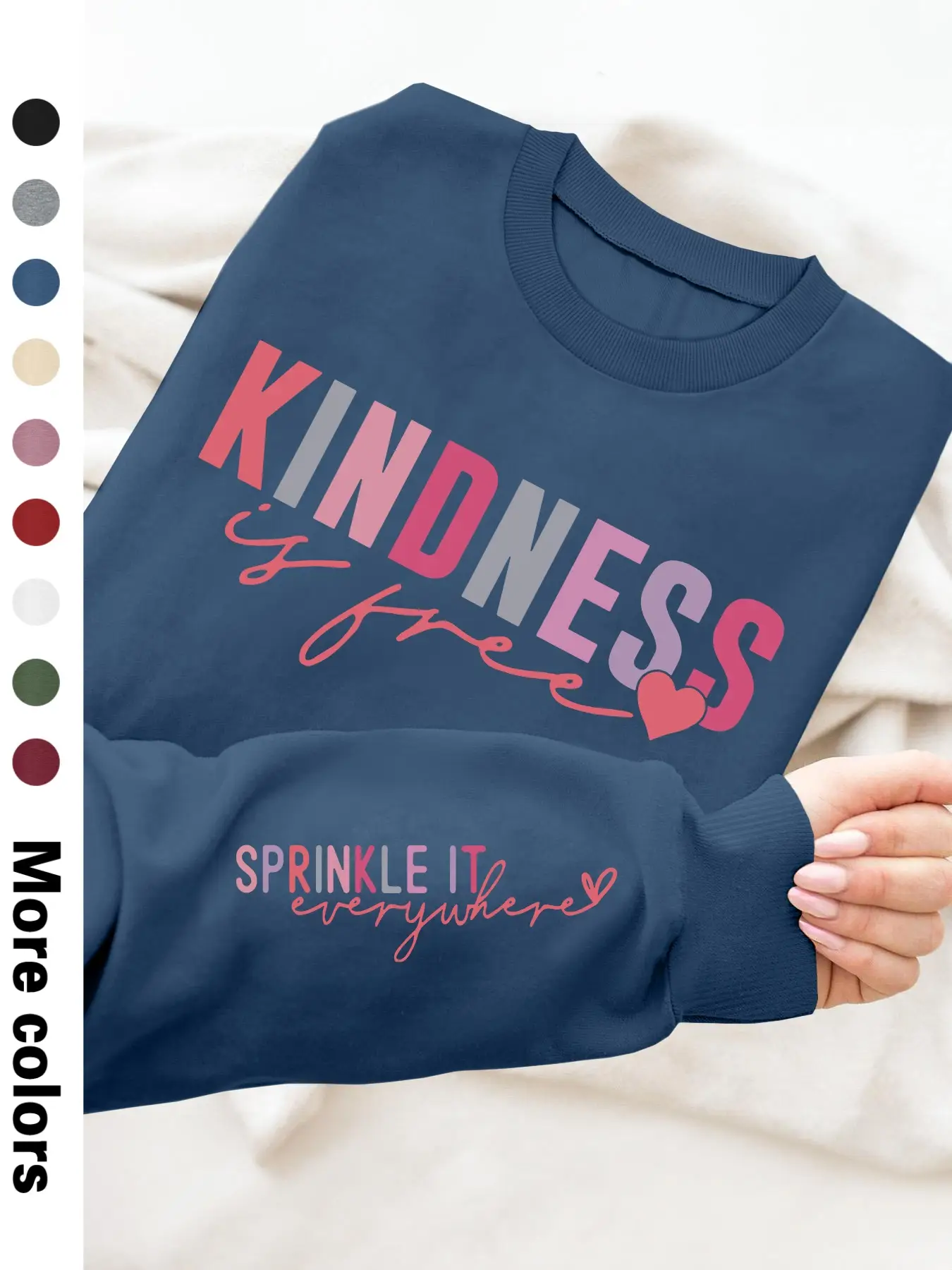 Women's Heart & Letter Print Drop Shoulder Sweatshirt, Casual Long Sleeve Round Neck Pullover for Fall & Winter, Women's Clothes for Daily Wear, Women