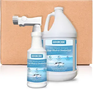 Odorcide Boat Wash & Deodorizer Kit – 32 oz Boat Odor Eliminator Spray + 64 oz Refill – Boat Cleaning Supplies for Inside & Out, 2 Piece Kit