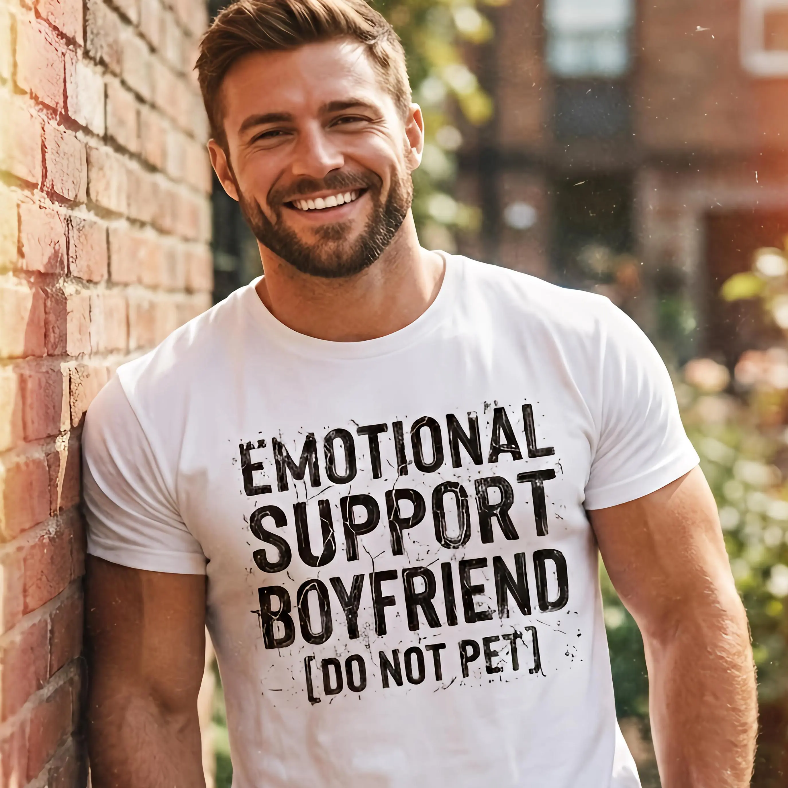 Emotional Support Boyfriend Shirt Funny Gift for Him Unisex Sarcastic Relationship Tee Soft T-Shirt