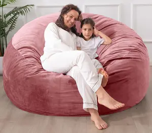 3 ft / 4 ft Bean Bag Chair,Large Bean Bag Chairs for Adults with Memory Foam Filling,Lazy Bean Bag Sofa for Living Room,Ultra Soft Velvet Fabric,Pull-Handle,Side-Pocket