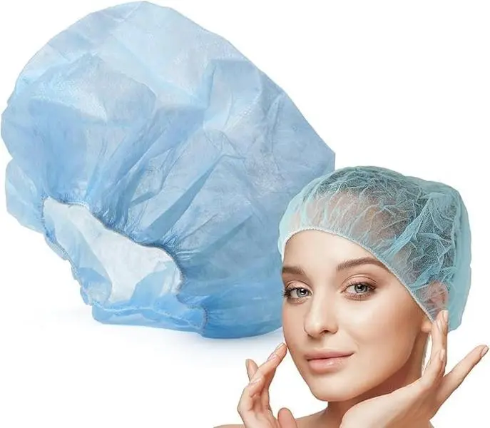 Bouffant Caps Hair Nets 24 Inch, 1000 Pack, Blue, Non-Woven Non-Pleated Hair Covers for Food Service, Medical, Labs, Cooking, Tattoo, Work Use