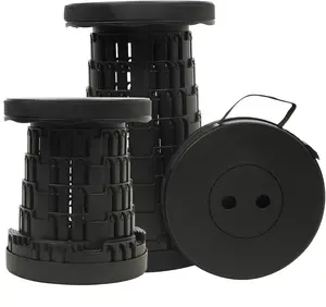 Retractable Folding Stool Upgraded,Portable Lightweight Collapsible Stool Telescoping Chair Seat  Campchair Adjustable Height with Load 400 lbs for Adult Camping Travel Fishing Outdoor Durable Sturdy & Further Reinforced