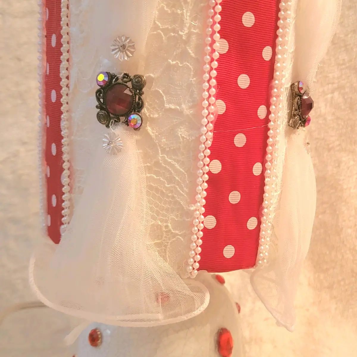 Red and White Small Poke-a-dot Lamp Shade