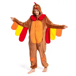 OLAOLA Unisex Adult Plush Turkey Animals Onesie Pajamas Warm Home One-Piece Sleepwear
