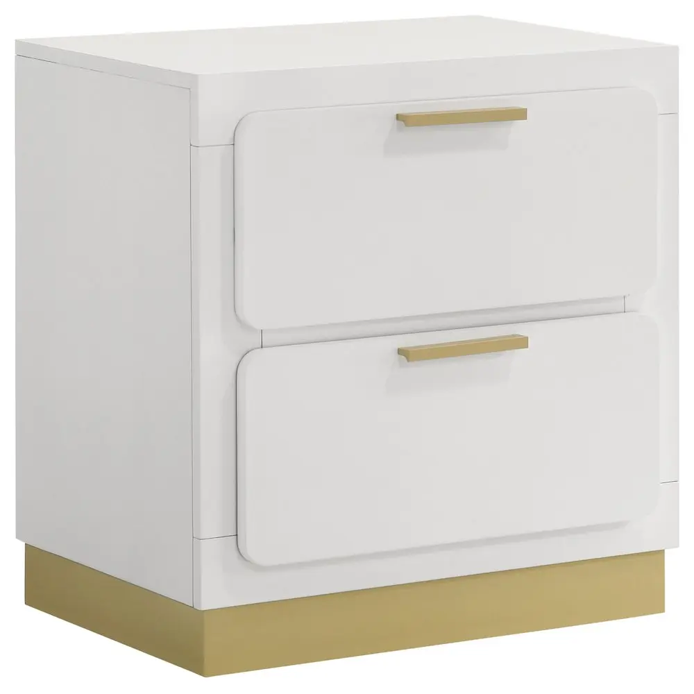 Caraway 2-Drawer White Classic Modern Bedroom Nightstand - Corner Indoor Furniture with Reading Lamp, Clean Design, Modern-Design-Style, 44lb Each, Creates Inviting Ambiance