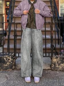 men's solid color wide leg jeans, loose street fashion casual denim trousers for daily outdoor wear, men bottoms for spring & fall, jeans for men, cotton, menswear