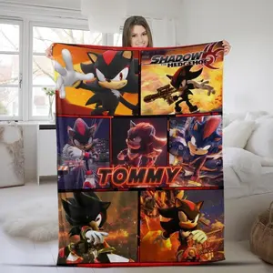Sonic The Hedgehog Personalized Shadow Hedgehog Blanket Ultra Soft Cloud Like Touch Plush Throw for Home Sofa Office Bedroom Birthday Gift for Kids Adults Fans Gaming Room Decor