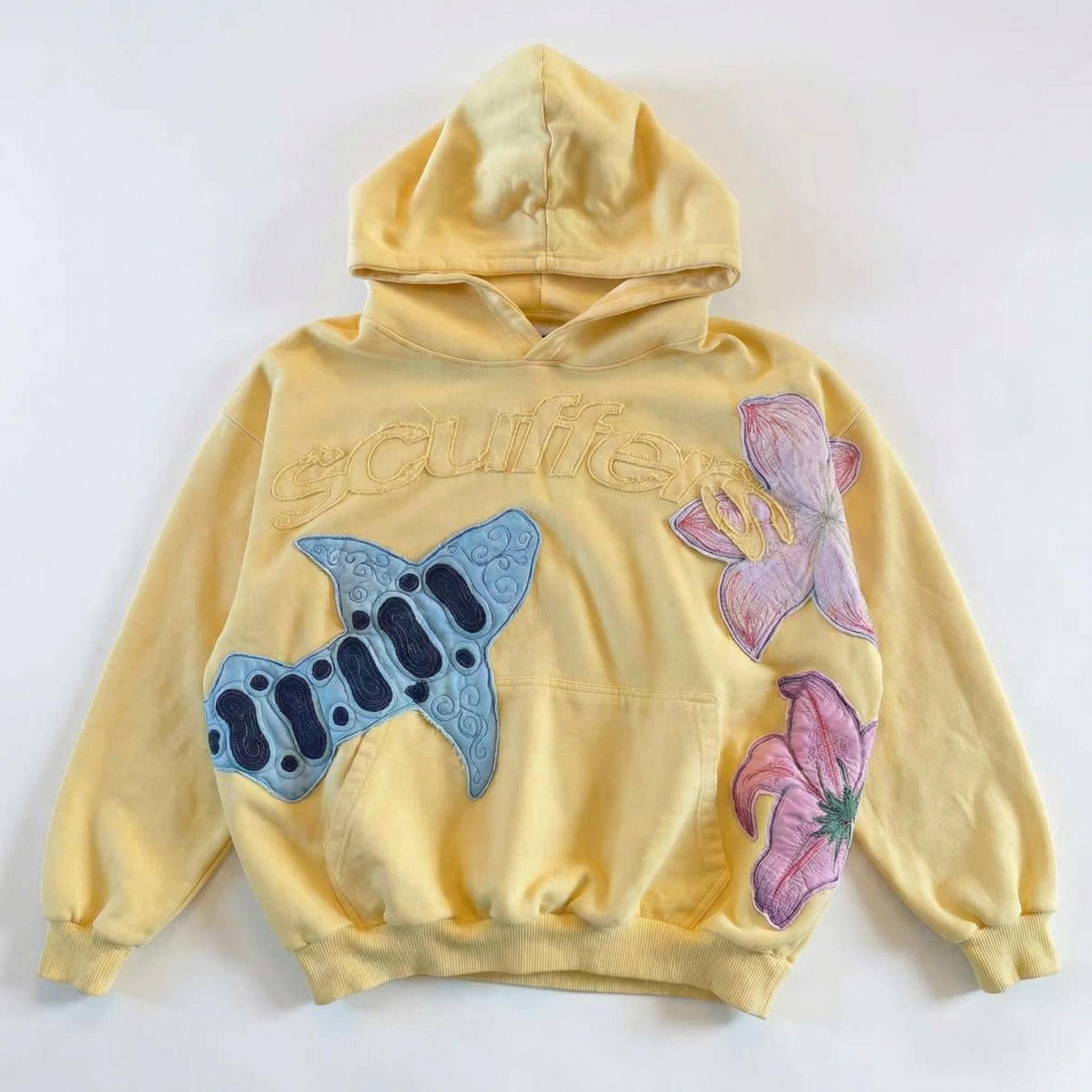 Women’s Y2K Oversized Hoodie Comfy Heavyweight Sweatshirt  Floral Applique Embroidery Vintage Indie Cozy Streetwear