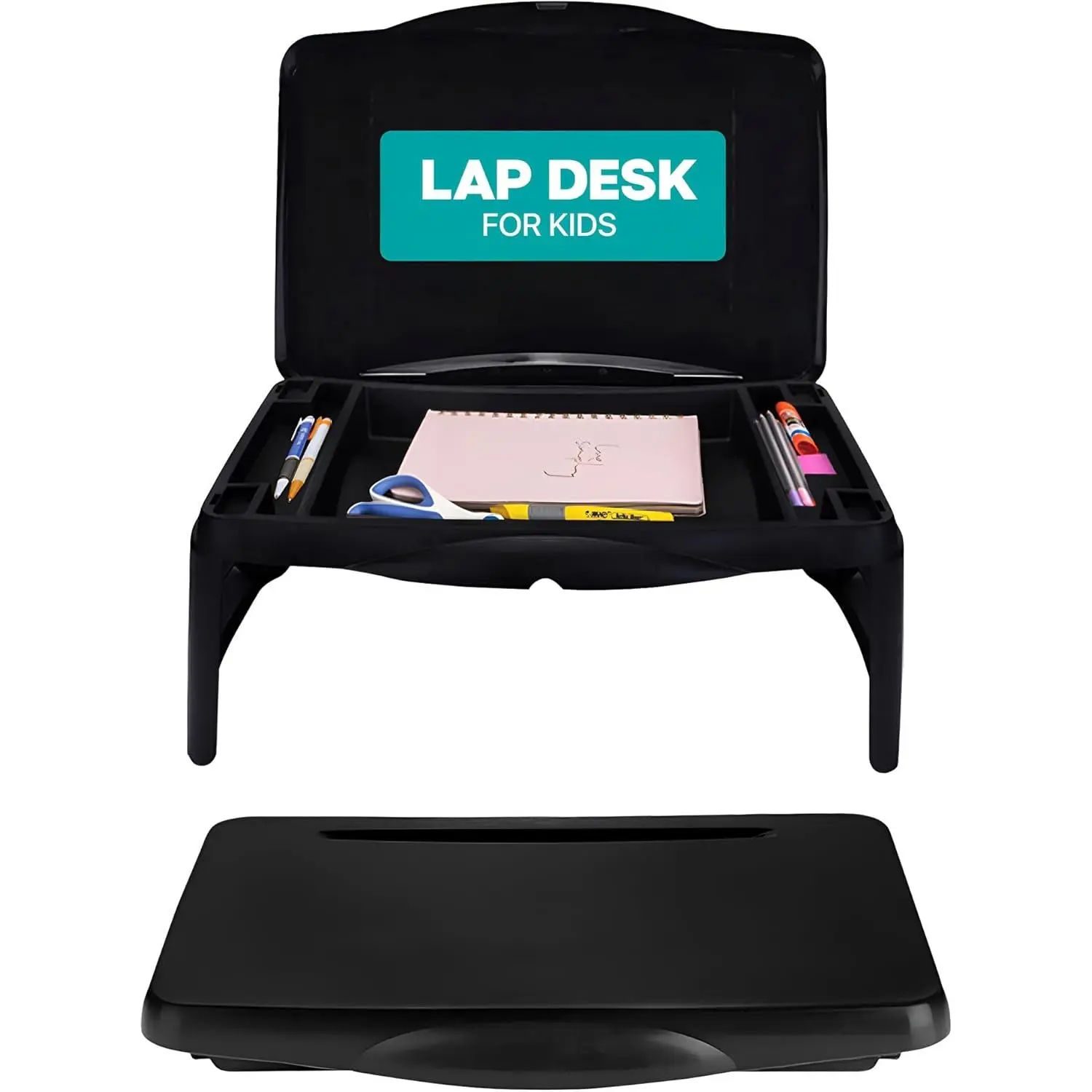 Foldable Lap Desk for  with Storage - Portable Laptop Table for  & Adults - Breakfast in Bed, Serving Tray,  Desk & Gaming (Black)