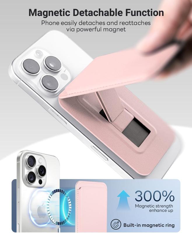 Mag Safe Wallet with Stand Magnetic Wallet for Phone Leather Magsafe Card Holder Compatible with iPhone 16/15/14/13/12 series and MagSafe cases, 1 Slot Fit 3 Cards magsafe wallet card holder