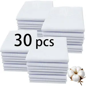 White Handkerchiefs for Men,100% Cotton Soft Cotton Handkerchief for Men, 16x16 bulk Mens Handkerchiefs father's