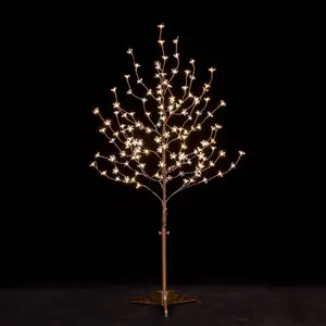 4ft Lighted Cherry Blossom Tree with 144 Warm White LED Lights for Holiday Decor - Dimmable, UL Certified,  - Ideal for Indoor and Outdoor Decoration