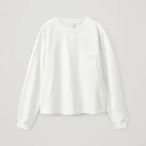 Cotton Long Sleeve Patch Pocket T Shirt Aesthetic Minimal Style Soft Fabric For Daily Casual Wear