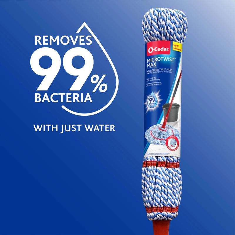 O-Cedar MicroTwist MAX Microfiber Mop, Removes 99% of Bacteria with Just Water