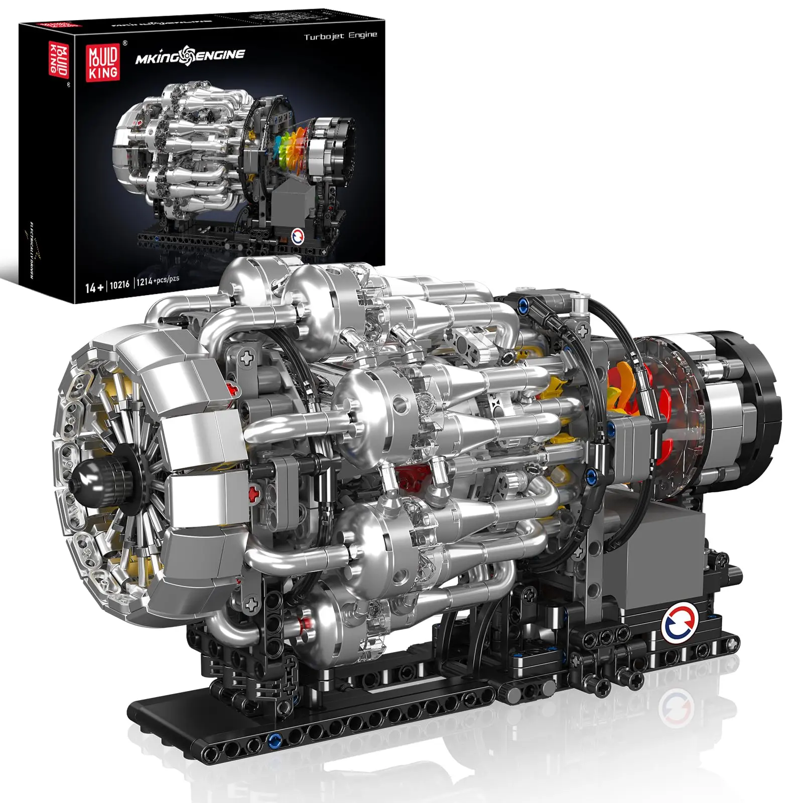 Mould King 10216 Turbojet Engine Building Sets, Mechanical Aviation Aircraft Engine Model Kit That Runs, Build Your Own STEM Model Engine, Gift for Age 14+/Adult Collections Enthusiasts (1214+ PCS)