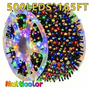 1 pack of 500 multicolor LED Christmas tree lights with transparent wire for outdoor and indoor use; Christmas lights, 165 ft (approx. 52 m) colorful string lights for inserting into bedrooms, trees, rooms, and parties—Christmas decorations