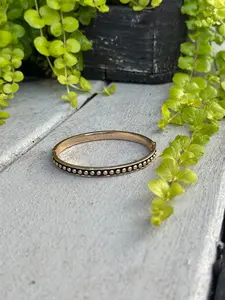 Modern Gold Bangle for Women with Black Contrast Band and Bead Detail, a Sleek and Stackable Piece for a Chic Gold Jewelry Aesthetic