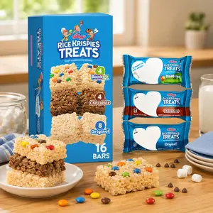 Crispy Marshmallow Squares Variety Pack, Kids Snack Cereal Bars, 16 Bars, 12.1 oz Box