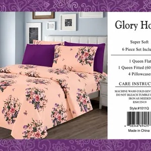 6-Pcs Bed sheet Queen size 4 pillowcases