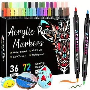 Acrylic Marker Pen, Acrylic Marker Pen, Pigment Marker Pen, Double-headed Two-color Pigment Pen, Used for Rock Painting, Wooden Canvas, Plastic Metal and Stone, Used for DIY Crafts to Make Acrylic Dot Marks for Art Supplies.for Professional Artistic tikto