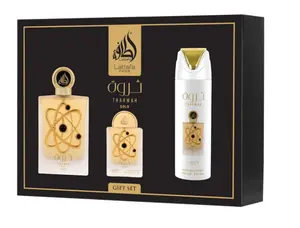 Tharwah Gold Gift Set by Lattafa Pride – Women | 100 ml / 3.4 fl oz + Extras