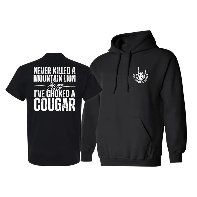 Cougar Shirt -or- Hoodie - Thecollarco- Black - white Graphic Design for Men and Women - Top, Womenswear Tshirt Cotton Shortsleeve Casual womenswear -