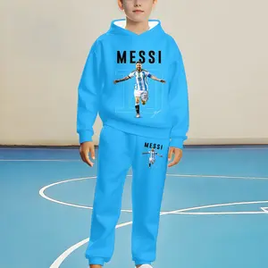 Boys' Football Theme Hoodie & Jogger Set, Casual Sportswear for Spring & Fall, Soft Fabric, School & Daily Wear