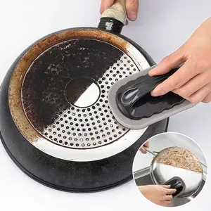 Magic Emery Sponge Brush Wipe Eraser Cleaner Kitchen Bath Rust Strong Decontamination Cleaning Tools with Handle Household Tools NONE