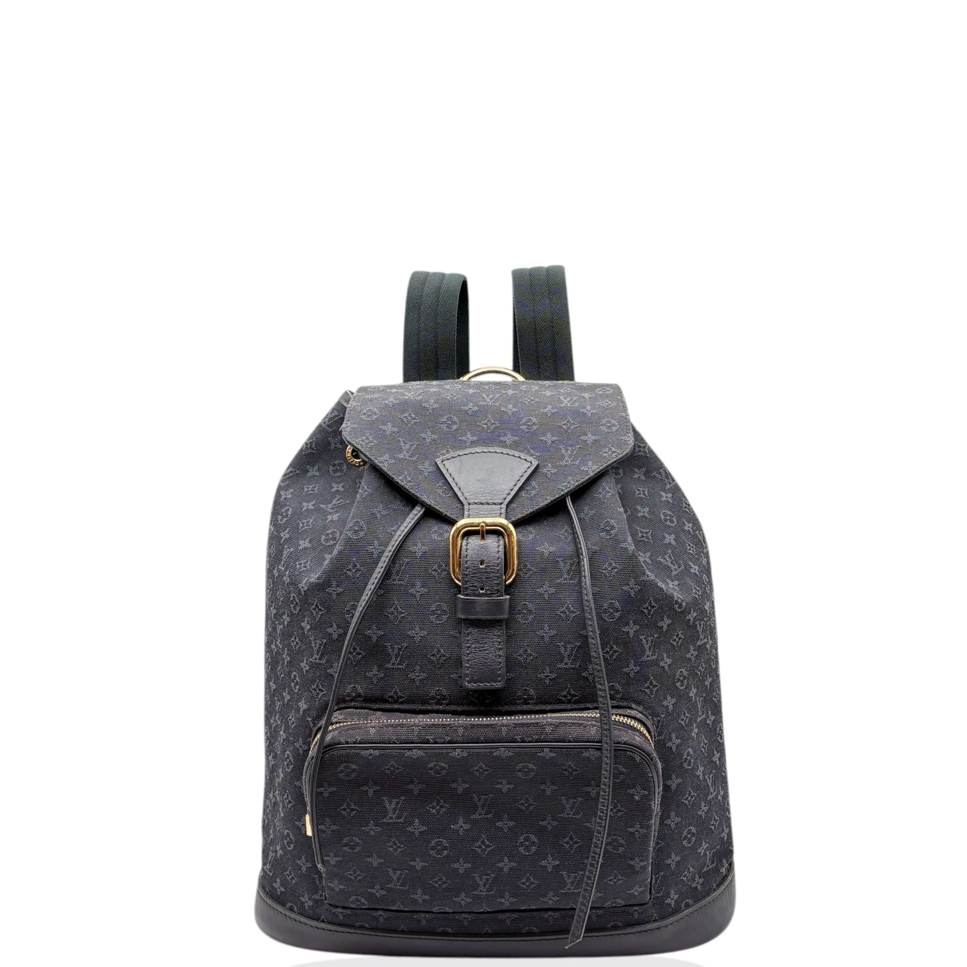 Pre-owned Louis Vuitton Leather Backpacks Montsouris Backpack GM Monogram Dark Blue (ws033026a9)
