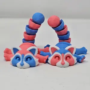 Trans Pride Raccoon Fidget Toy: Articulated 3D Printed LGBTQ+ Desk Decor