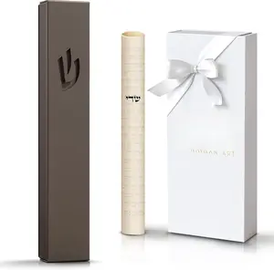 Classic Mezuzah for Door - 5-Inch Dark Gray Nirosta Self-Stick Mezuzah Case with Non Kosher Scroll | Modern Jewish Mezuzah for Indoor & Outdoor, Judaica  Box Included