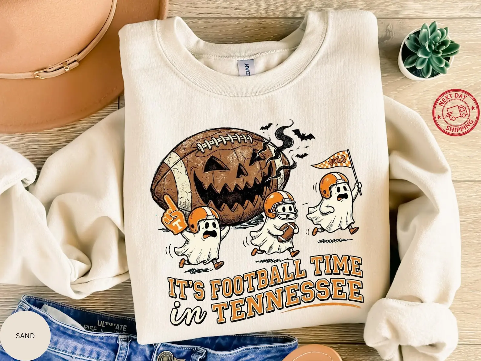 It's Football Time in Tennessee Shirt, Tennessee Ghost Football Sweatshirt, Spooky Game Day Shirt, Halloween Football Gift